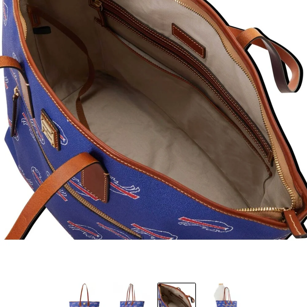 Dooney & Bourke Blue Tote with Buffalo Bills Logo - Picture 3 of 3